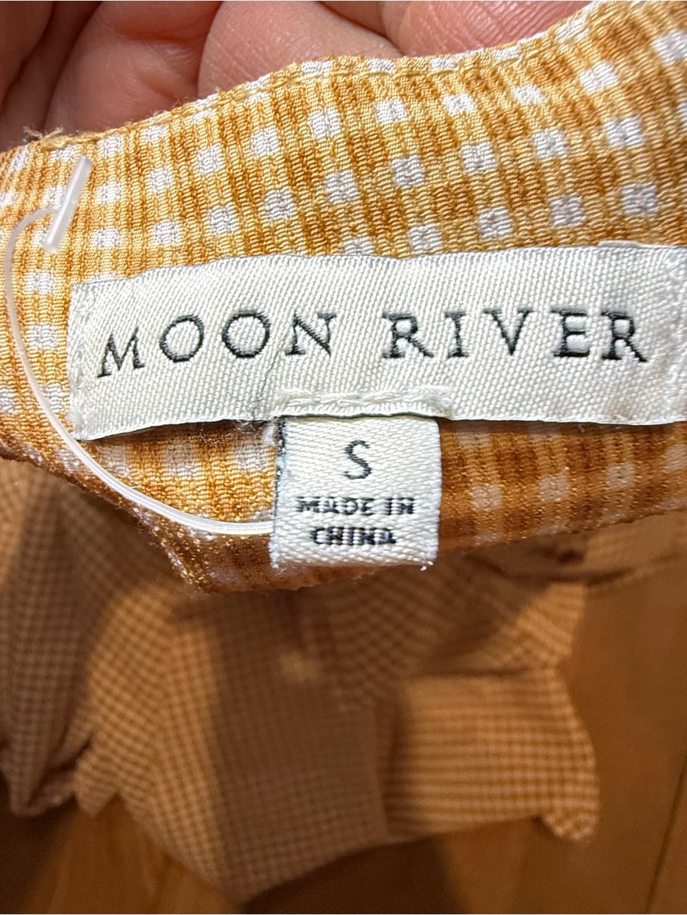 Moon River beige and brown gingham button-front midi dress - Picture 6 of 6